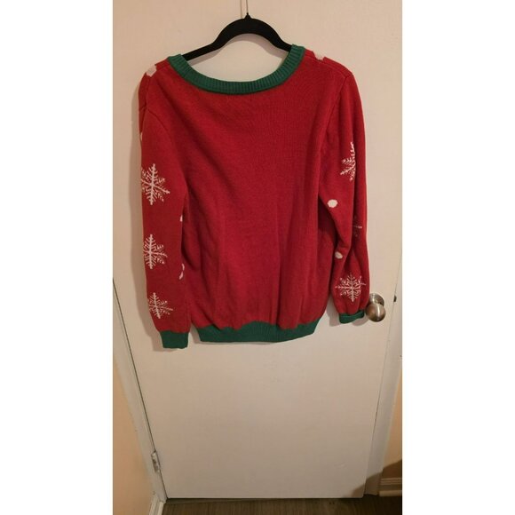 To be Jolly Ugly Christmas Sweater Womens Size XL Naughty Nice Swipe Sequins red - Picture 4 of 11